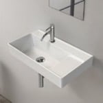 CeraStyle 046300-U Rectangular White Ceramic Wall Mounted or Drop In Sink With Counter Space